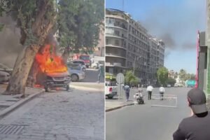 مباشر.. انفجاران قرب مقر إقامة الرئيس الفرنسي في دمشق
